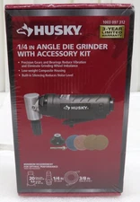 Husky H4230C Air Pneumatic 1/4" Angle Die Grinder W/Accessory Kit