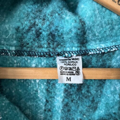 y2k drug rug turquoise striped M Made in Mexico unisex baja hoodie - Picture 2 of 3