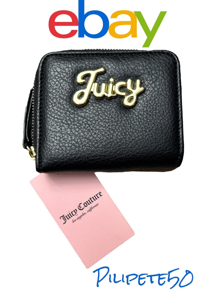 JUICY COUTURE BLACK OUR LIPS ARE SEALED COIN PURSE ZIP AROUND WALLET  UNIQUE!!