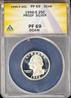 1996-S 25c Silver Washington Quarter PR 69DCAM ANACS # 7695749 + Bonus