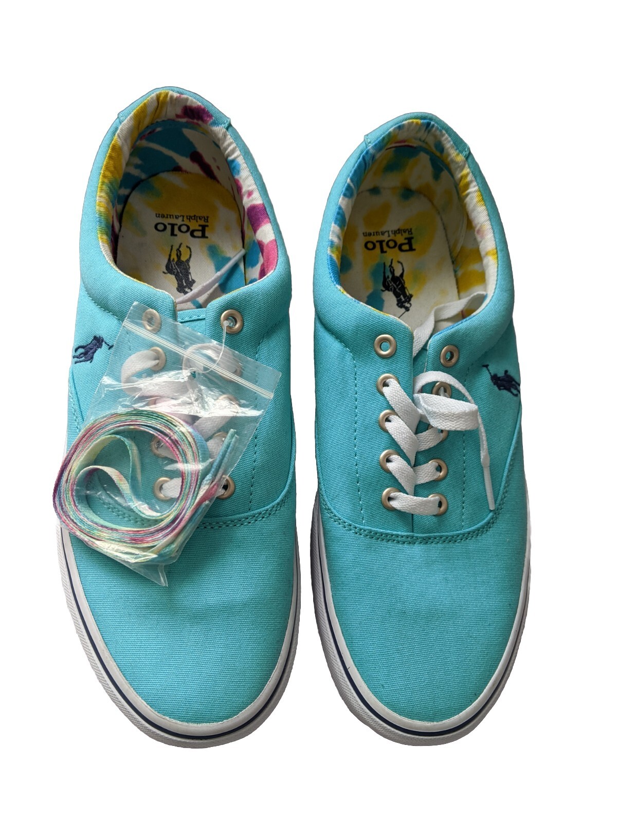 Polo Ralph Lauren Keston pony scarpe da ginnastica in tela blu chiaro UK taglia 8 5