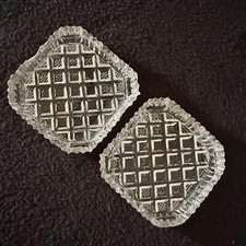 Vintage Set of  2 Glass Individual Ashtray 3" X 3" X 1/2"