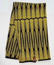 African Print Fabric/ Ankara - Yellow, Black 'Zaji' Design, YARD or WHOLESALE