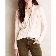 Anthropologie Top Women's 8 Petite Dolan Long Sleeve V Neck Relaxed Fit