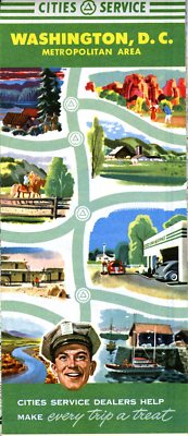 1952 Cities Service Road Map: Washington, D. C. NOS