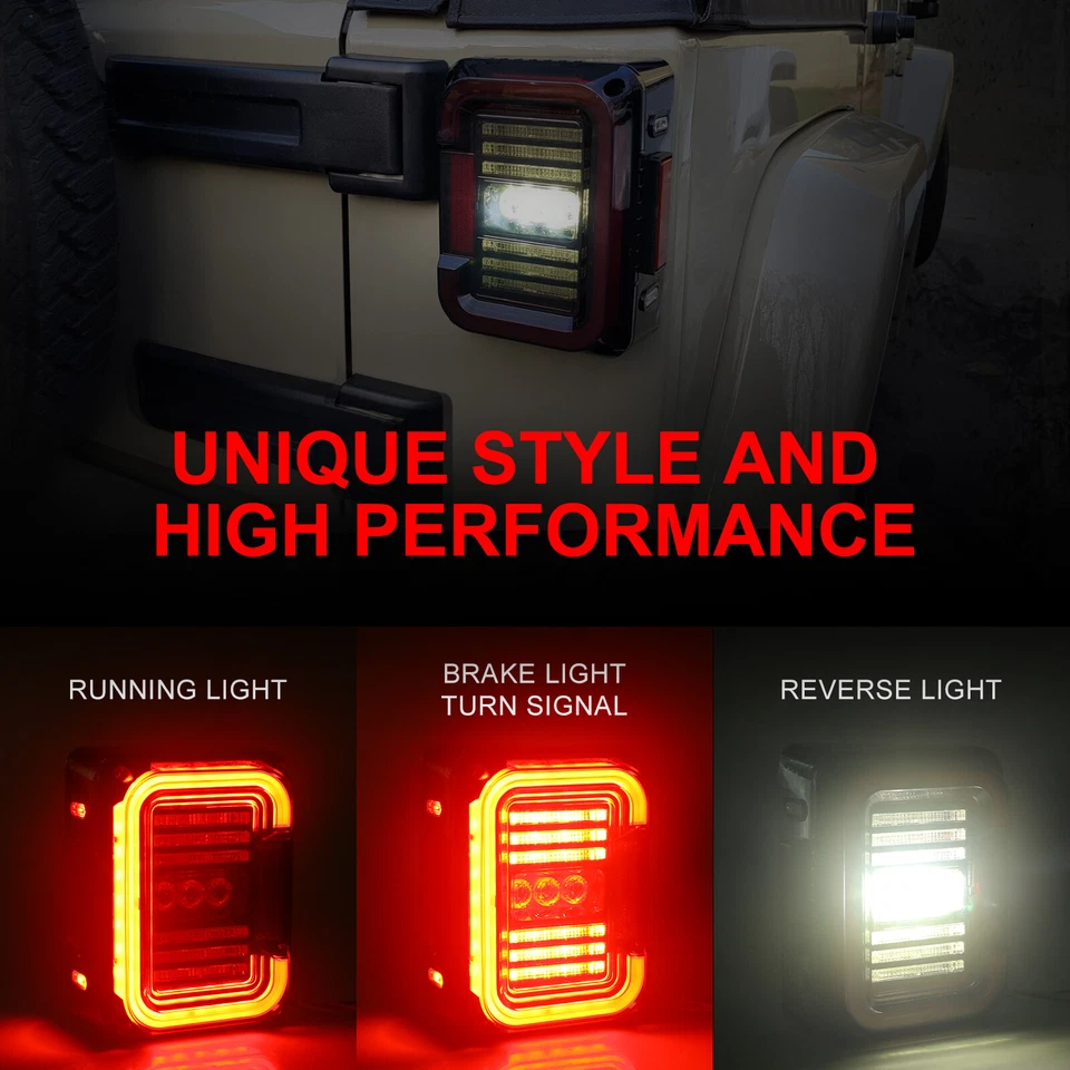 Rear Brake LED Tail Lights Stop Turn Signal Lamp for Jeep Wrangler JK JKU 07-18 - Image 3 of 4