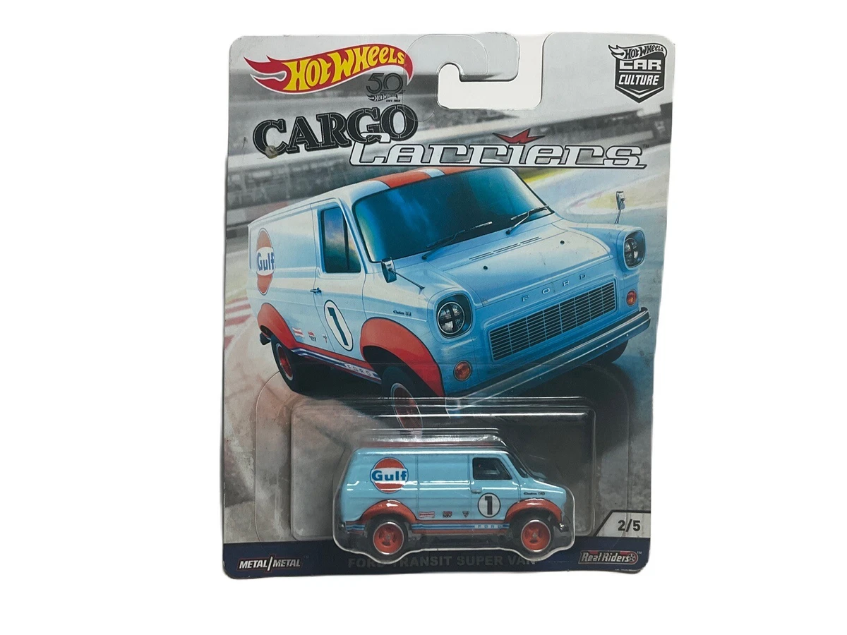 2018 Hot Wheels Cargo Carriers Ford Transit Super Van Gulf Car
