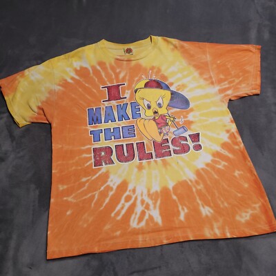 Vtg Y2K 2001 Tweety Bird XL Tie Dye Freeze Warner Brothers I Make The Rules