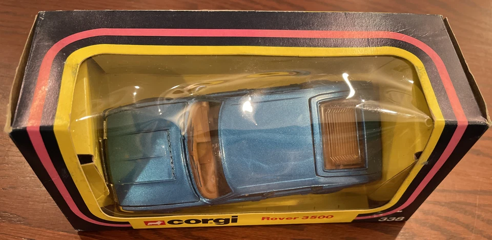 DE COLECCIÓN-CORGI~#338~ROVER 3500 ~AZUL METÁLICO~RUEDAS DE CUATRO RADIOS~COMO NUEVO EN CAJA Foto 2 de 4