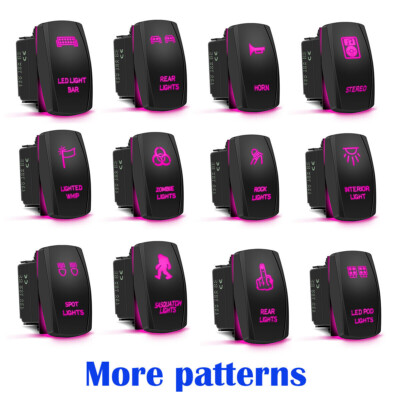 Purple Pink LED Backlit Light Bar Rocker Toggle Switch For ATV UTV ARB Carling