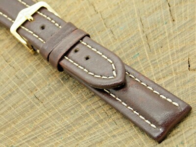 18mm Hirsch ''Livingstone'' Watch Band Leather Gold Tone Buckle Vintage Unused NOS