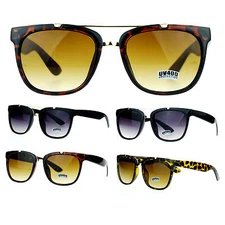 SA106 Mens Luxury Dress Gentleman Unique Clip Bridge Horn Rim Retro Sunglasses