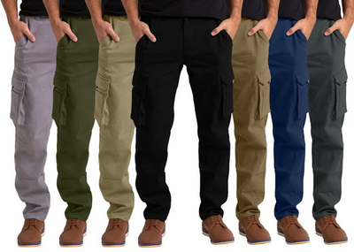 #ad Men#x27;s Flex Cargo Trousers Heavy Duty Stretch Casual Pants $25.38