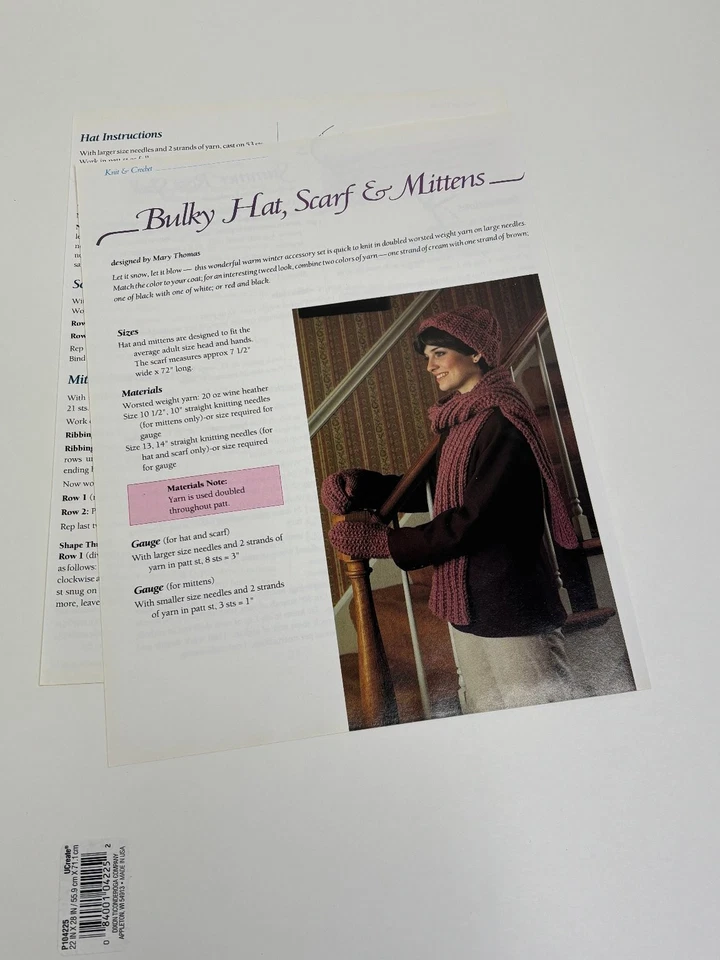 Bulky Hat Scarf & Mittens Knitting Pattern Adult Size Pages from Book - Image 3 of 3