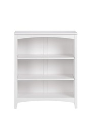 Solid Wood 3 Shelf Bookcase Adjustable Shelving Closed Back White 36 Inch