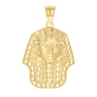 Echter 10K Gelbgold Diamantschliff Herren ÄGyptischer Charm Pharao Kopf AnhäNger