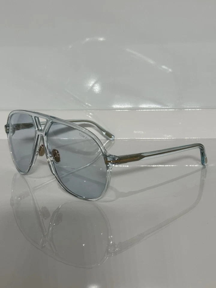Gafas de sol Tom Ford Bertrand TF-1061/S 84V azul claro acetato de gran tamaño aviador Foto 3 de 4