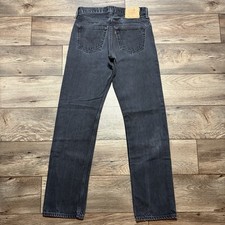 Vintage Y2K 90s Levi  s 501 Button Fly Denim Jean Mens Actual Sz 30x31 Black Wash
