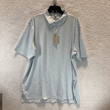 Peter Millar Men's Polo Shirt Summer Comfort XXL Blue Pineapple Golf Performance