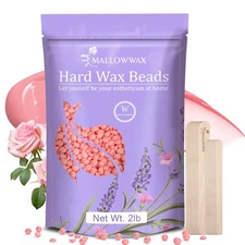 Mallowwax Hard Wax Beads for Hair Removal 2LB – Premium Hair Removal Wax Refi...