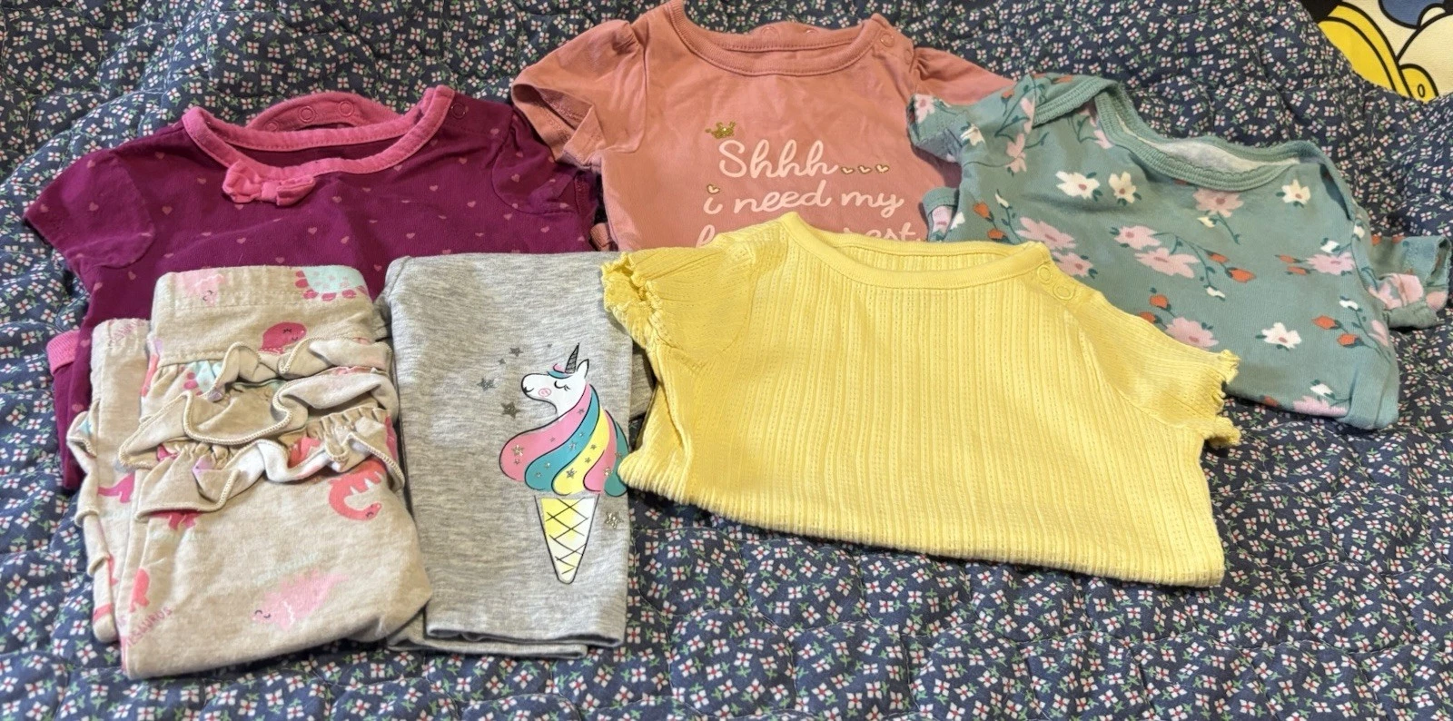 Girls 6 Pc Size 3-6mo Summer Clothes Lot Carters Garanimals Shirt Leggings