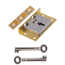 Large Brass Half Mortise Chest or Box Lock with Two Skeleton Keys | HL3-SB-2K