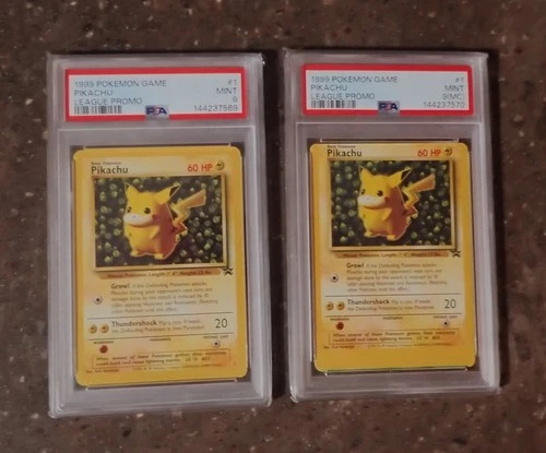 New ListingSET of 2 with MISCUT Pikachu Promo Black Star Ivy League Pokemon Game PSA 9 1999