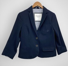 Abercrombie  Fitch Single Breasted Wool Blend Navy Blue Blazer Kids Boys Sz Lg