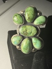 Tim Vandever Navajo Sterling Sonoran Gold Turquoise 7 Stone Open Shank Ring