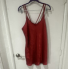 Romantic Moods Red Satin Polyester Full Slip Strappy Solid Women’s Size M