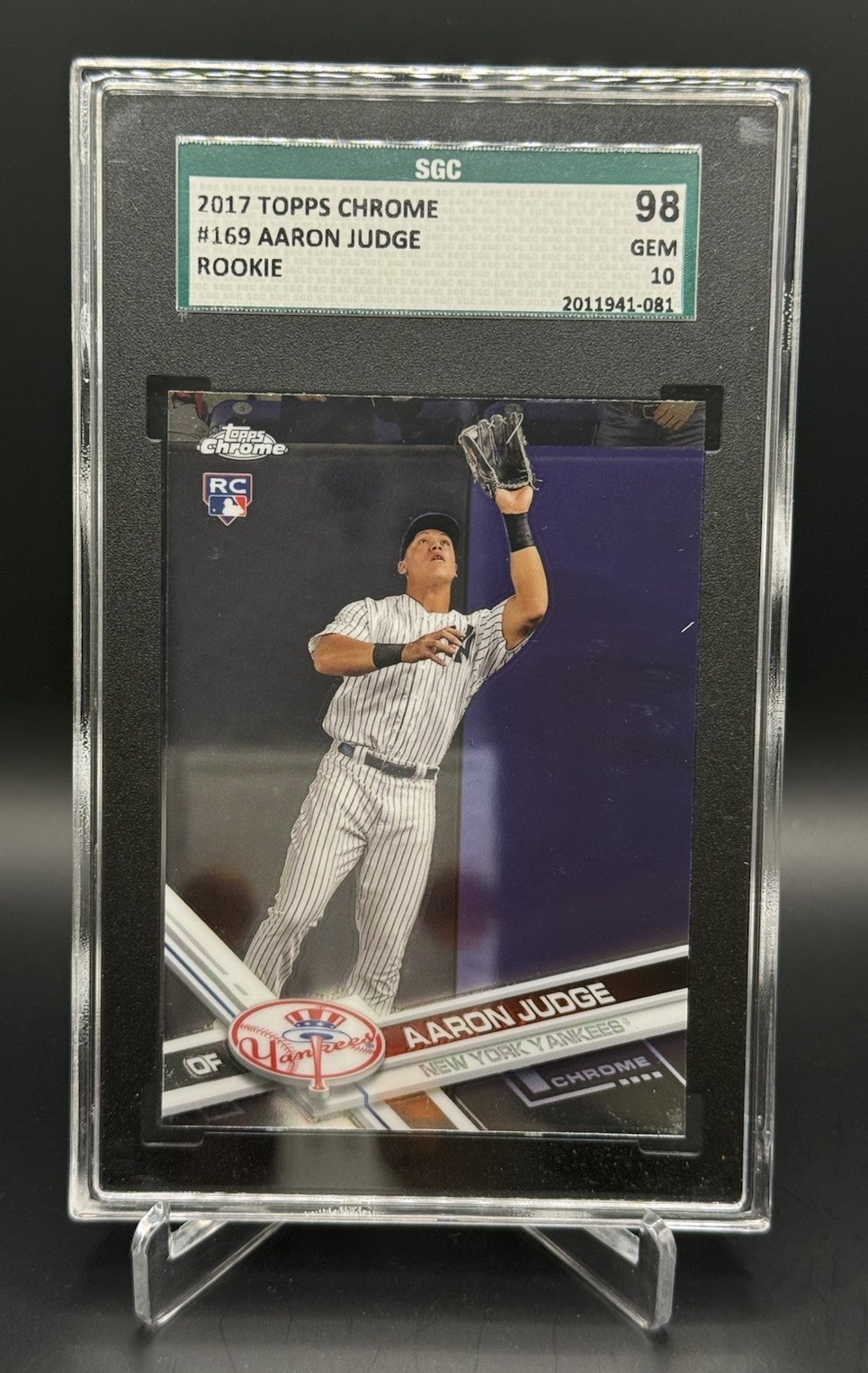 2017 Topps Chrome Aaron Judge Rookie Card #169 SGC 10 GEM MINT Yankees MVP RC