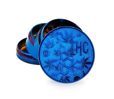 THC Molecule Grinder Crusher Icy Blue 50mm 4-teilig Rainbow Kräutermühle Gewürz
