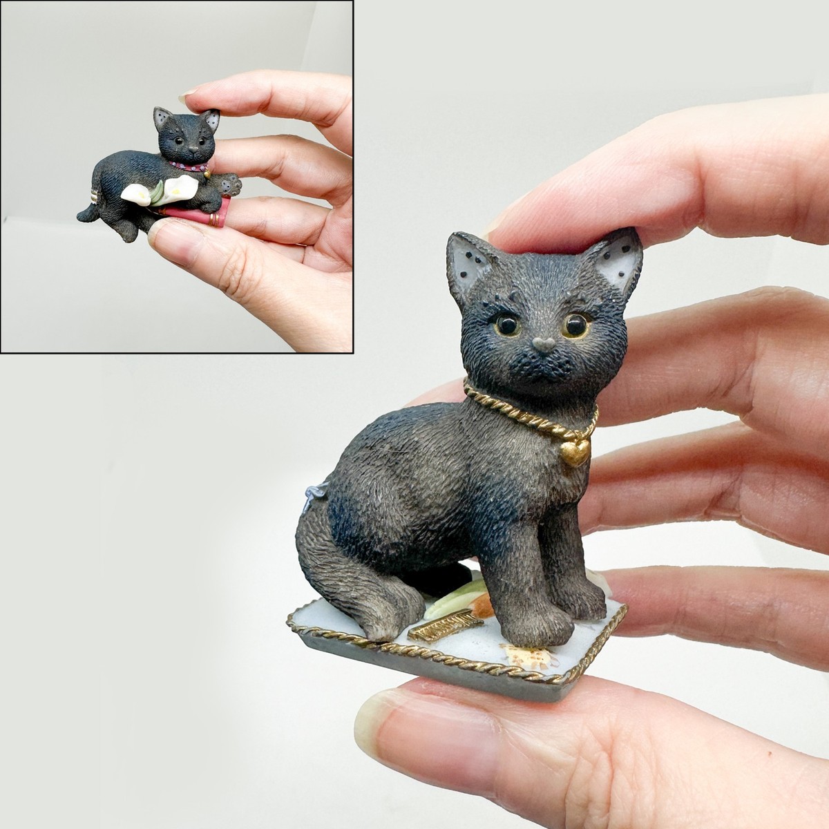 Calico Kittens Magnet Black Cat Set of 2 Bombay Lilies Enesco Book