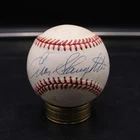 Enos Slaughter Signed Rawlings OAL Baseball Yankees Autograph ZJ23140