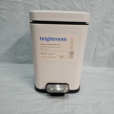 (White) Brightroom Stainless Steel Trash Can 1 gallon / 4L - 10” x 7.25” x 9.5”