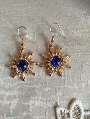 Ohrringe Ohrhänger Sonne vergoldet und marineblau - Stahl - Bijoux des Lys »