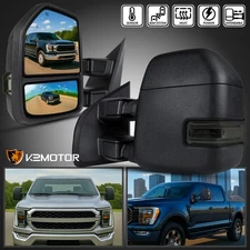 Fits 2021-2025 Ford F150 F250 Power Heated Tow Mirrors Smoke LED Signal Puddle