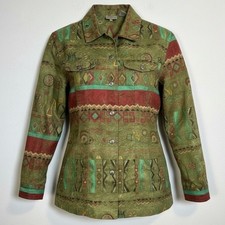 Chico's Womens SZ 2 Large Open Front Blazer Jacket Aztec Southwestern Colorful
