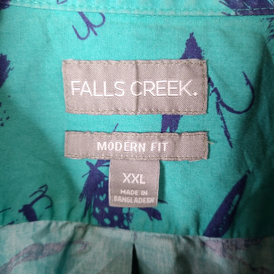Falls Creek Shirt Mens XXL Blue Button Down Fishing Lure Print Modern Vacation - Image 3 of 4