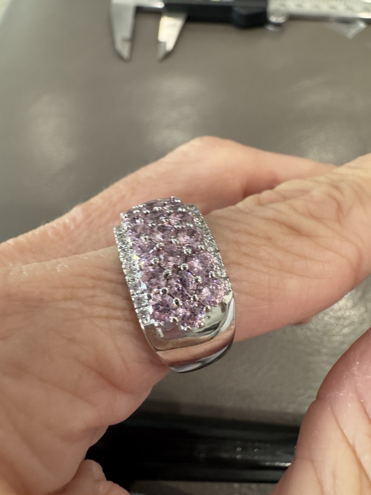 Ladies Sterling Silver Statement Ring set with Pi… - image 6