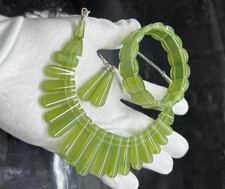 Natural Green Serpentine Necklace Set Outstanding Quality Full Set 120 Gram