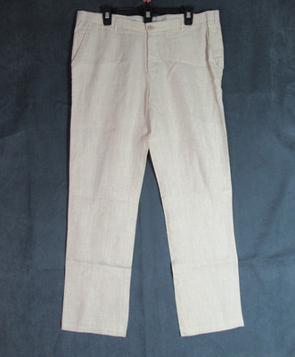 Zylus Pants Mens 38 Beige 100% Linen Chino Quiet Luxury Beach Safari Dress Slack