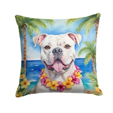 American Bulldog Tropical Luau Throw Pillow