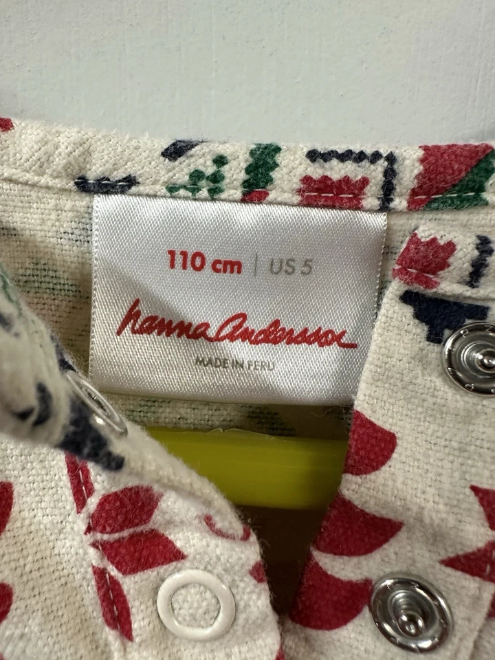 Hanna Andersson Reindeer Print Flannel Night Gown Or Dress Girl Size 110 5 Snow - Image 2 of 4