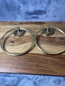 Gatco Solid brass towel rings, 1 With backplate . Lot Of 2