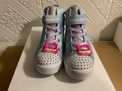 Skechers Girls Shoes Twinkle Toes High Tops Emojis Sparkle Dust Size 3 NEW