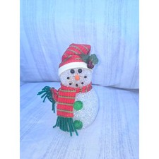 6" Light Up Snowman Figurine Red Plaid Hat Scarf Christmas Decor