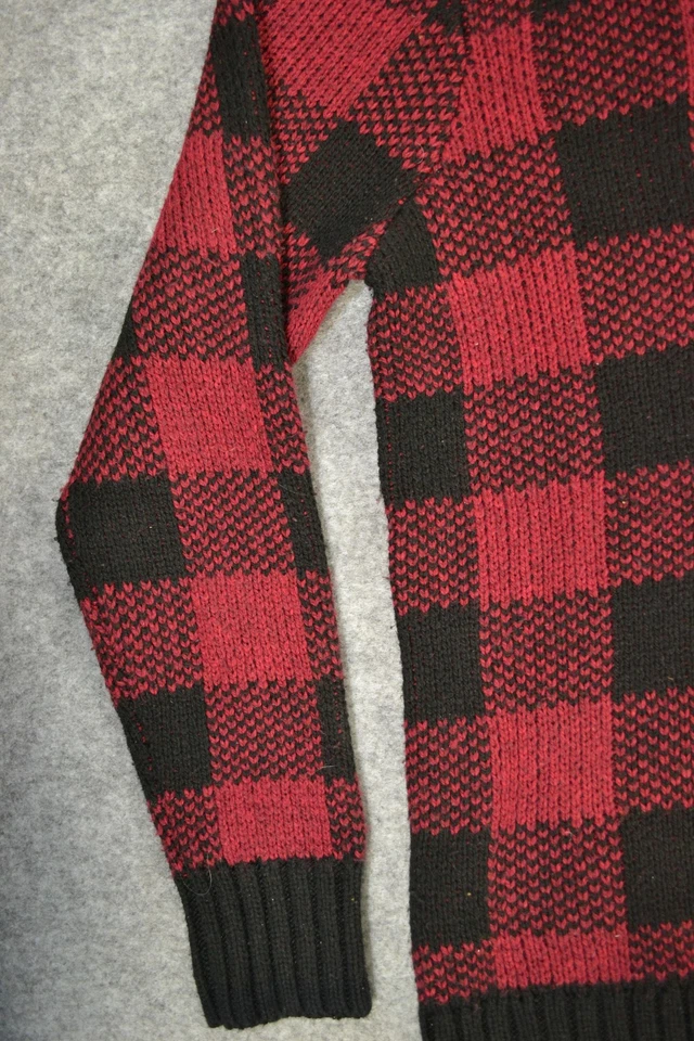 Smartwool Sweater Mens L Red Cozy Lodge Buff Check Buffalo Plaid Crewneck Wool - Image 3 of 4