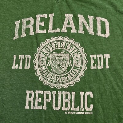 Irish Conexxion, Dublin Ireland Republic, Clover V-Neck Green Tee, XXL