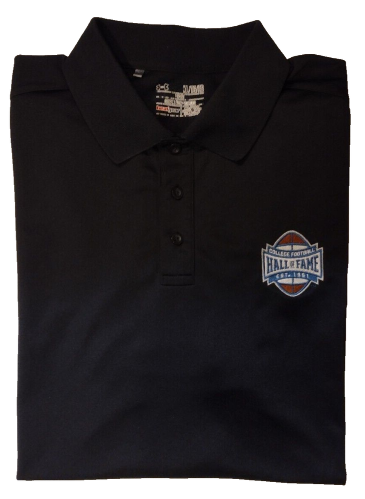 Under Armour Men's Short Sleeve Polo Shirt Black with Hall of Fame Logo Size XL